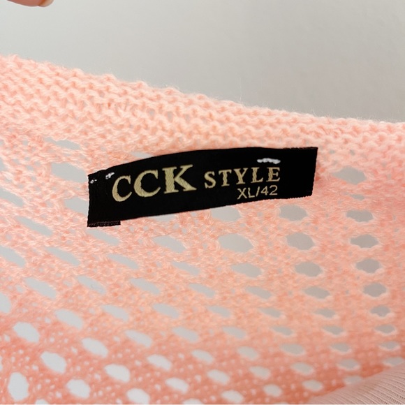 CCK Style Crochet Peach Wool Blend Sweater Size XL - Picture 4 of 5